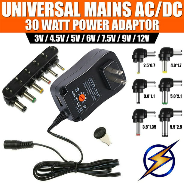 3V/4.5V/5V/6V/7.5V/9V/12V Universal Mains AC/DC Power Supply Adapter Charger 